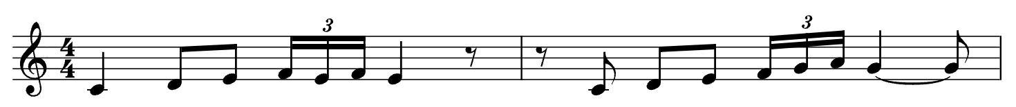 Example complex rhythm in traditional notation with rests